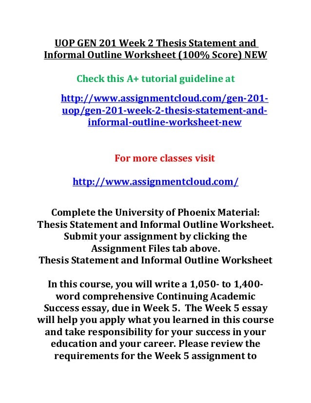 university of phoenix material thesis statement and outline